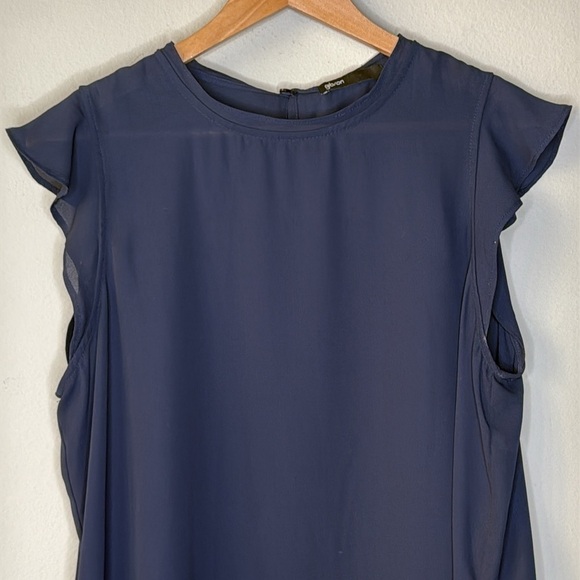 Gibson Nordstrom Flutter Sleeve Sleeveless Flowy Top in Navy Size XL - Picture 2 of 10